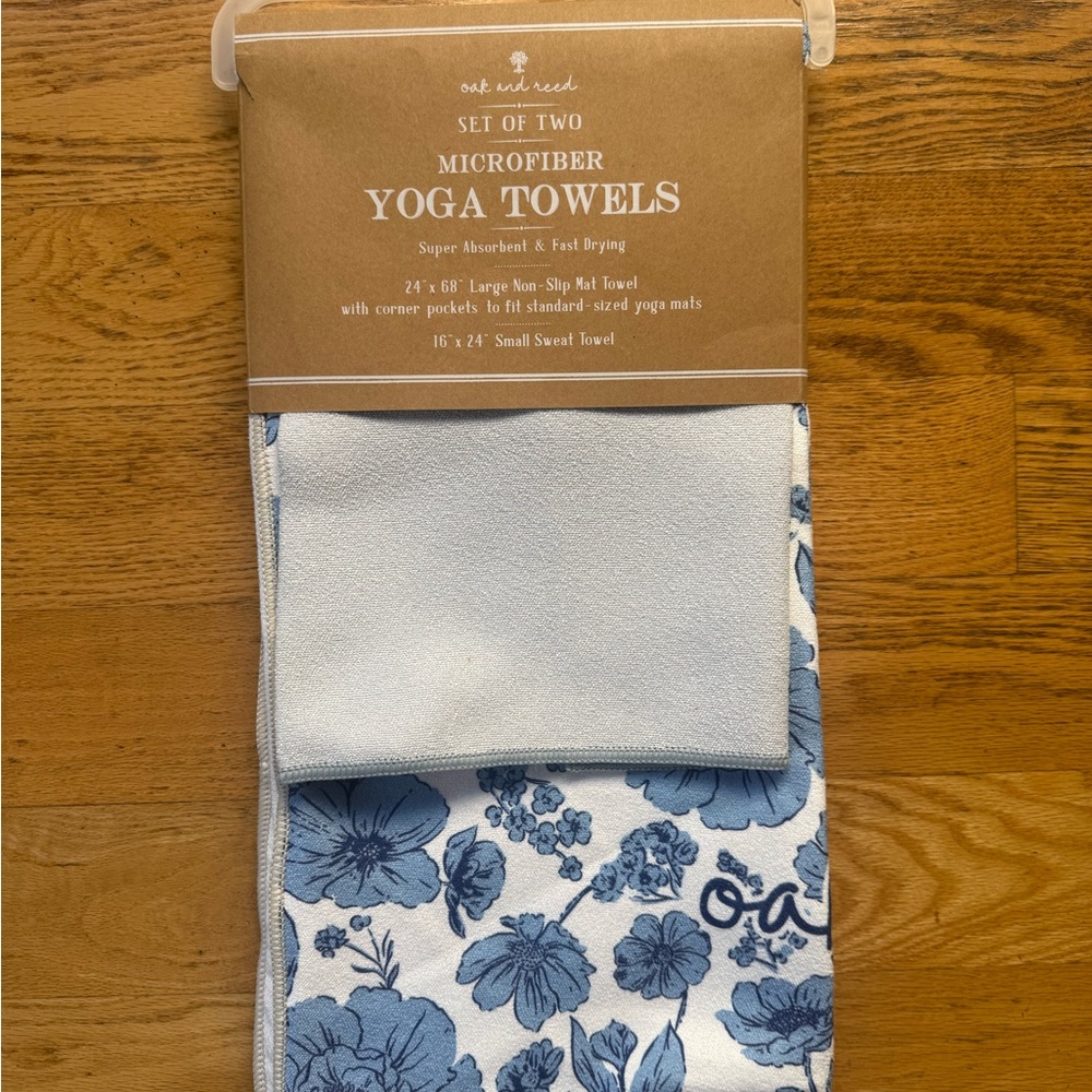 Blue Floral Microfiber Yoga Towel Set